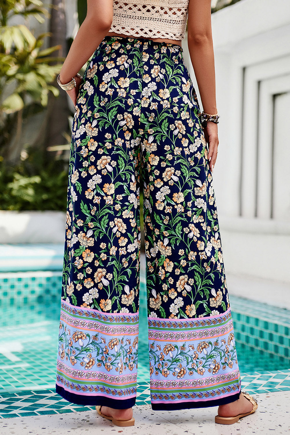 Printed High Waist Wide Leg Pants