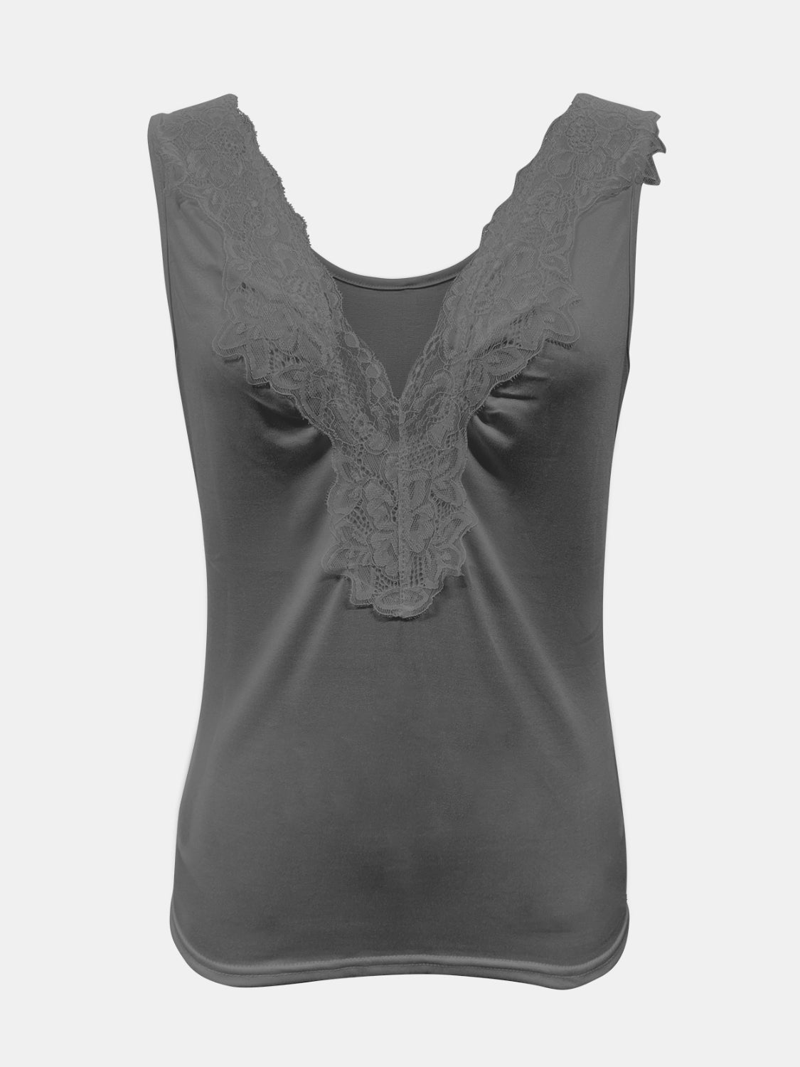 Full Size Lace Detail V-Neck Tank