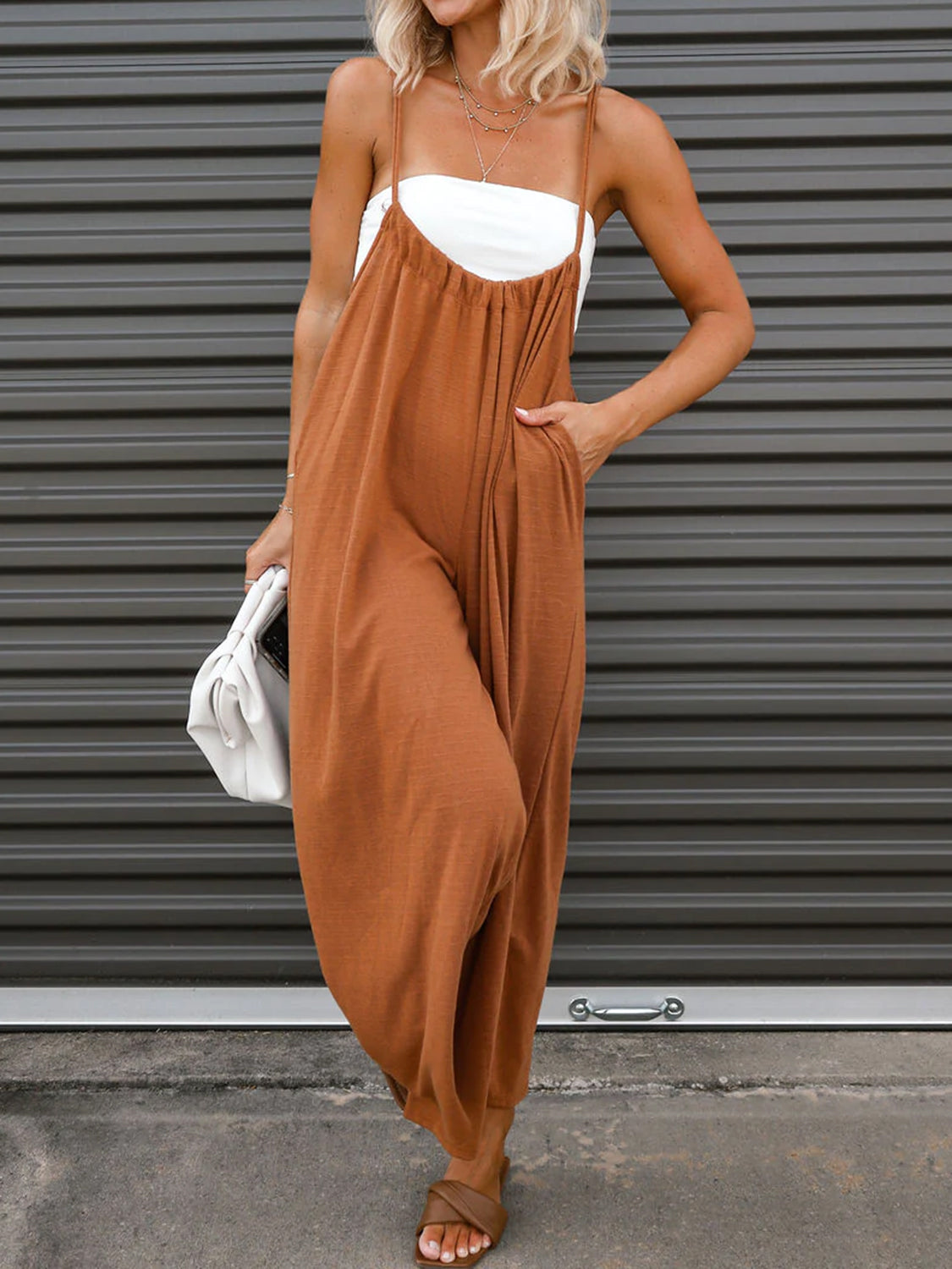 Ruched Spaghetti Strap Jumpsuit