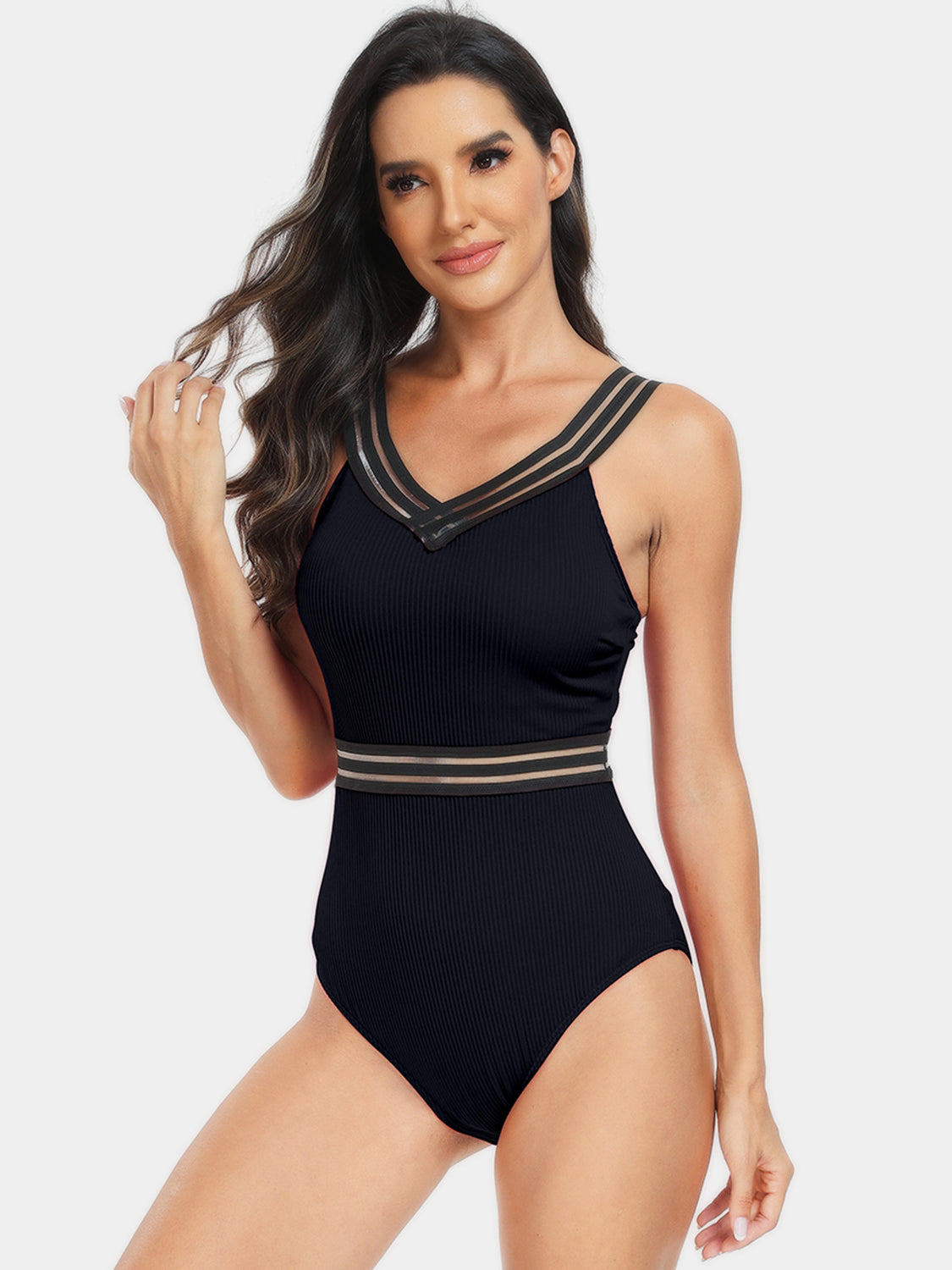 V-Neck One-Piece Swimwear