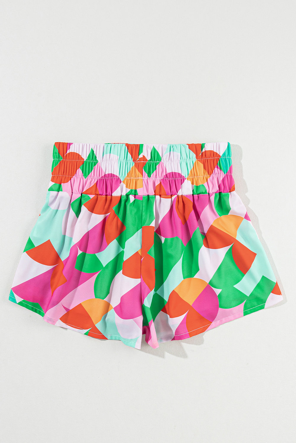 Smocked Contrast Print High Waist Skort