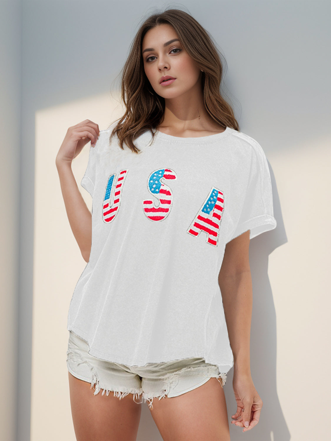 USA Round Neck Short Sleeve T-Shirt