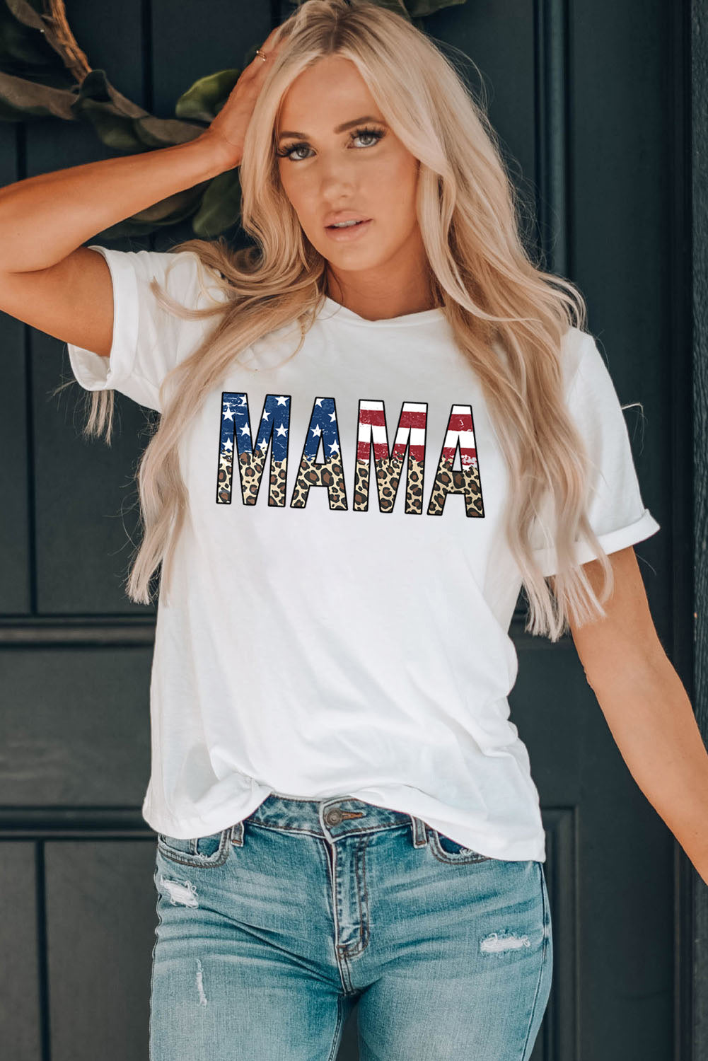 MAMA Round Neck Short Sleeve T-Shirt