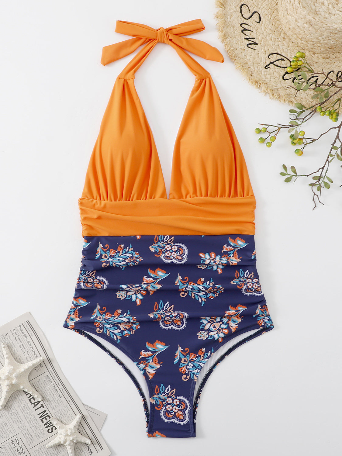 Halter Neck One-Piece Swimwear