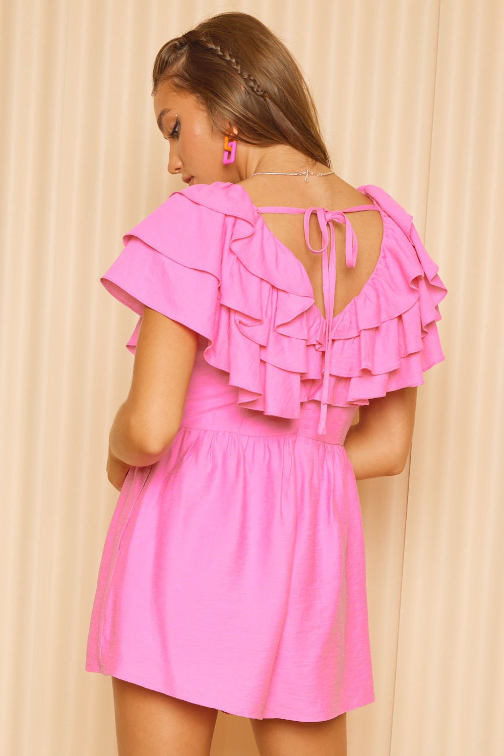 Idem Ditto Ruffled Layered Tie Back Romper