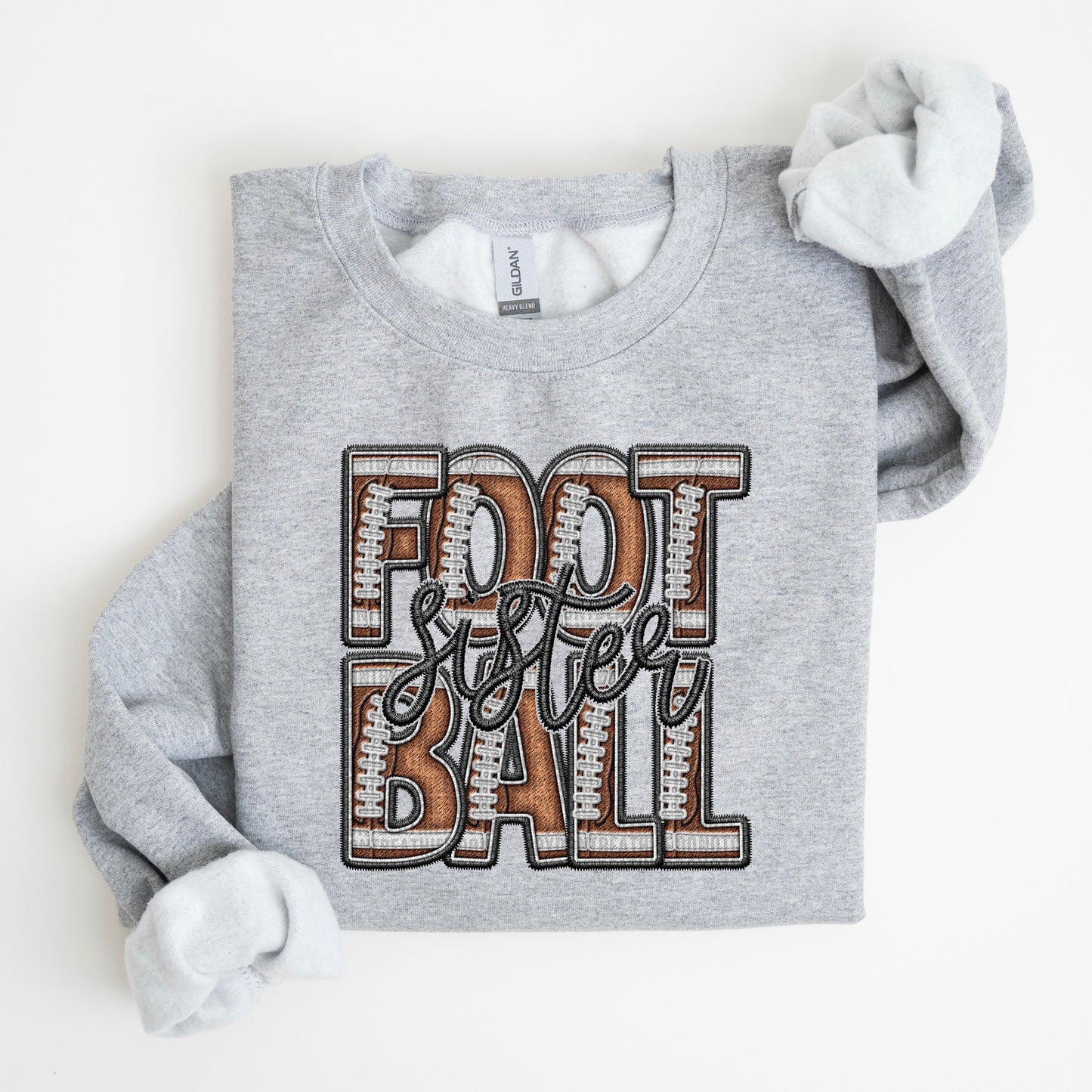 Football Family Member Sweatshirt FAUX embroidery - Multiple Styles