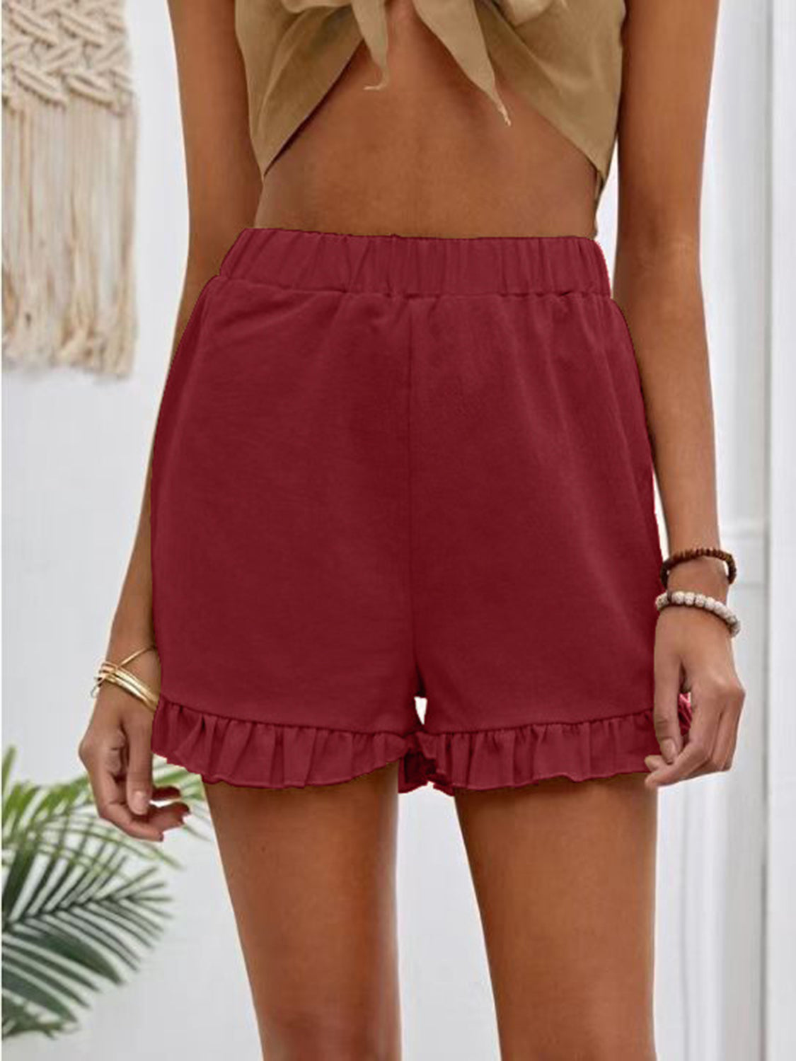 Frill Elastic Waist Shorts