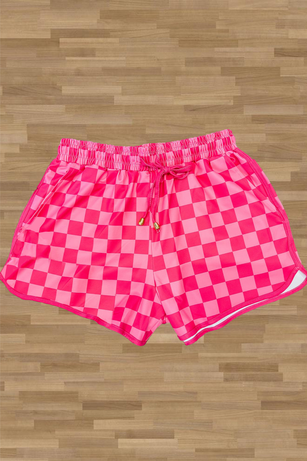 Drawstring Checkered Shorts with Pockets