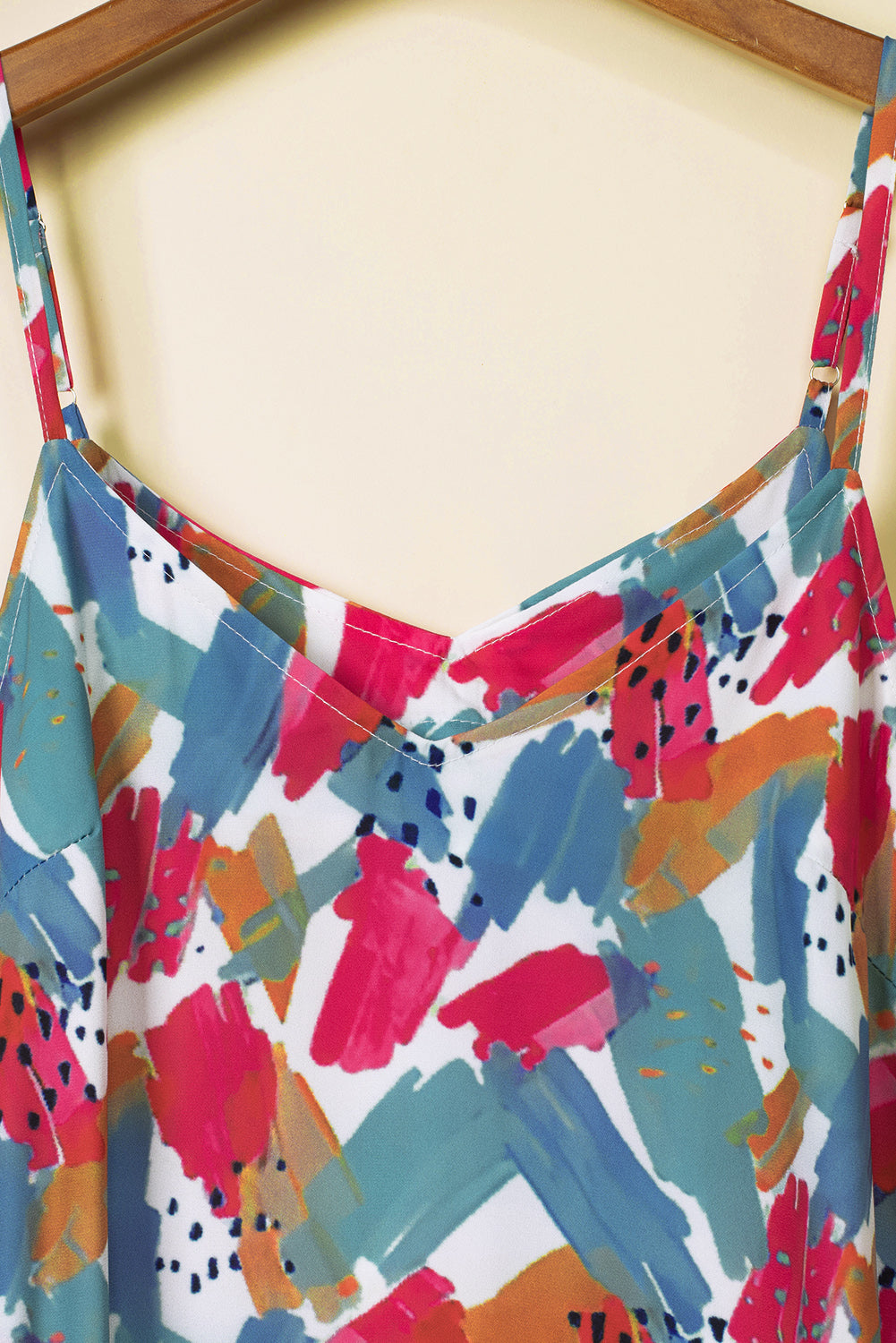 Printed V-Neck Spaghetti Strap Dress