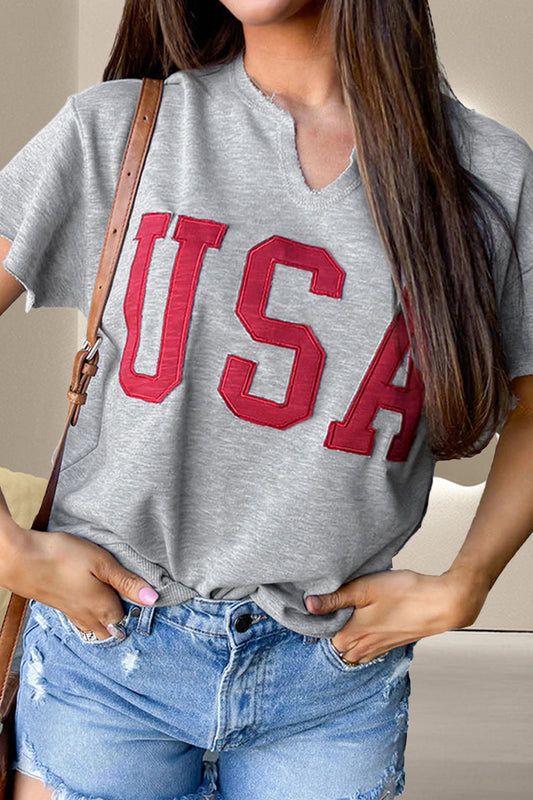 USA Notched Short Sleeve T-Shirt